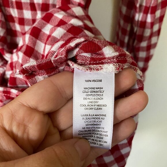 beachlunchlounge Top Womens Small Button Front Red Checked Collared Lumberjane - Picture 4 of 5